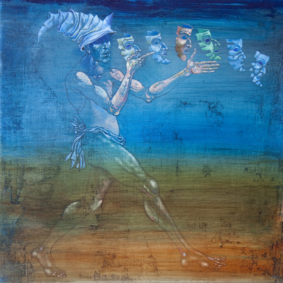 Commedia dell´arte III,  oil on canvas,  50 x 50 cm.